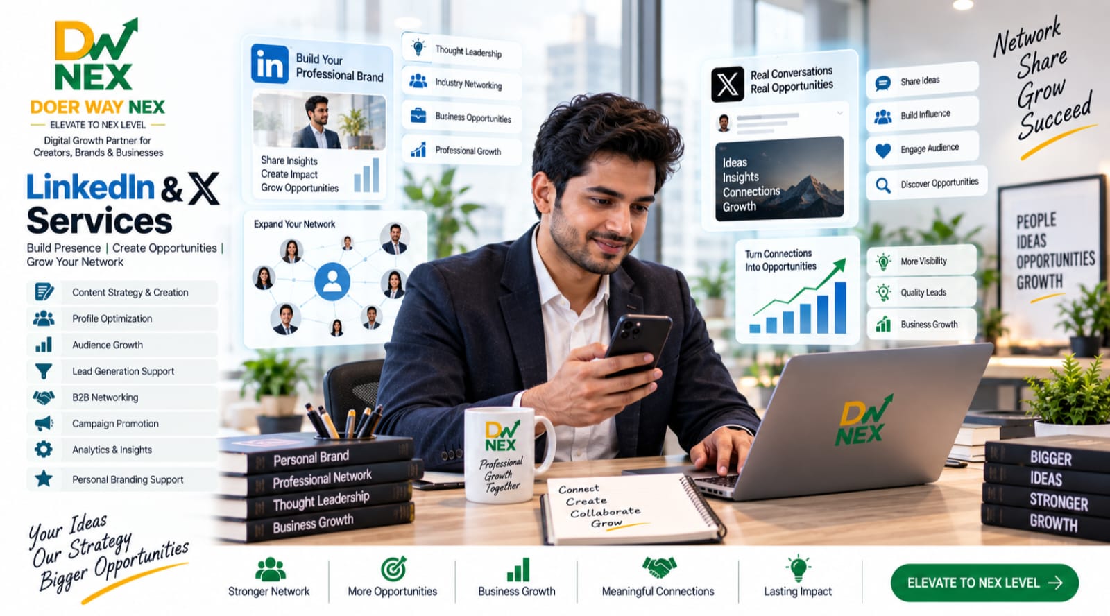 LinkedIn & X services — Doer Way NEX